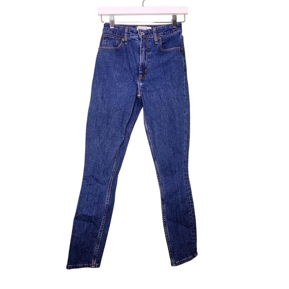 Abercrombie & Fitch Skinny High Rise Jean Curve Stretch Dark Wash Denim 23